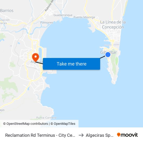 Reclamation Rd Terminus - City Centre to Algeciras Spain map