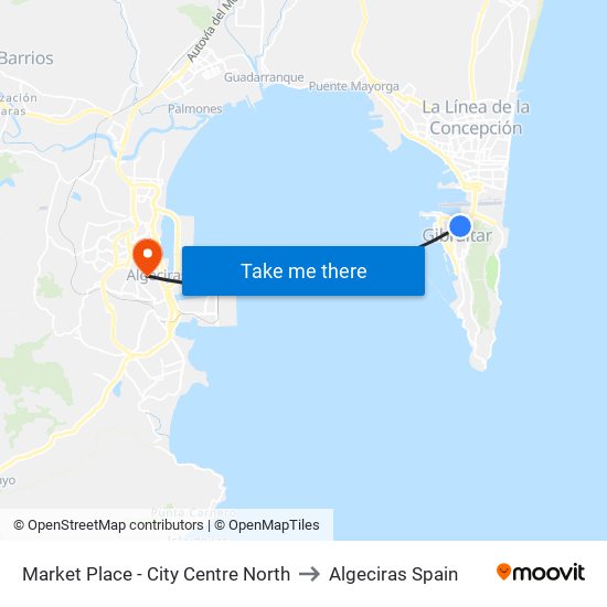 Market Place - City Centre North to Algeciras Spain map