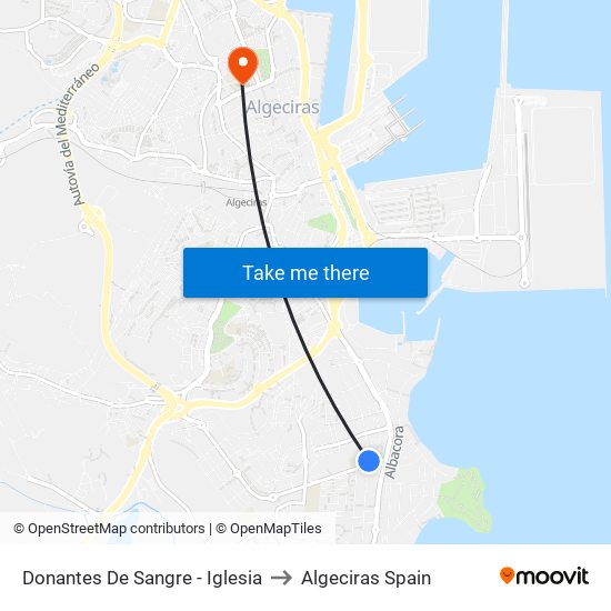 Donantes De Sangre - Iglesia to Algeciras Spain map