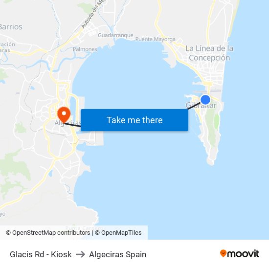 Glacis Rd - Kiosk to Algeciras Spain map