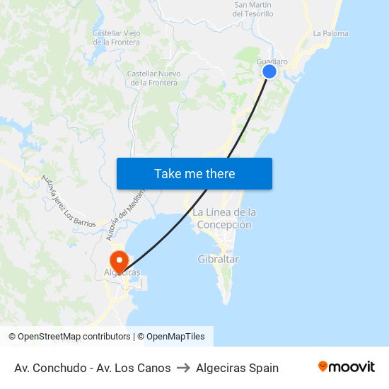 Av. Conchudo - Av. Los Canos to Algeciras Spain map