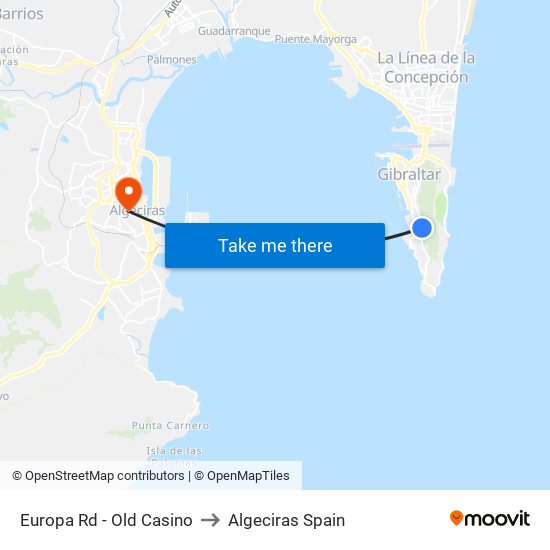Europa Rd - Old Casino to Algeciras Spain map