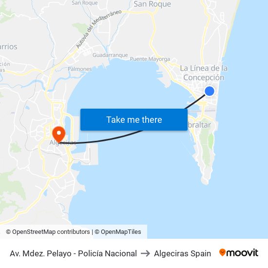 Av. Mdez. Pelayo - Policía Nacional to Algeciras Spain map