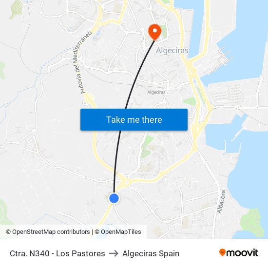 Ctra. N340 - Los Pastores to Algeciras Spain map