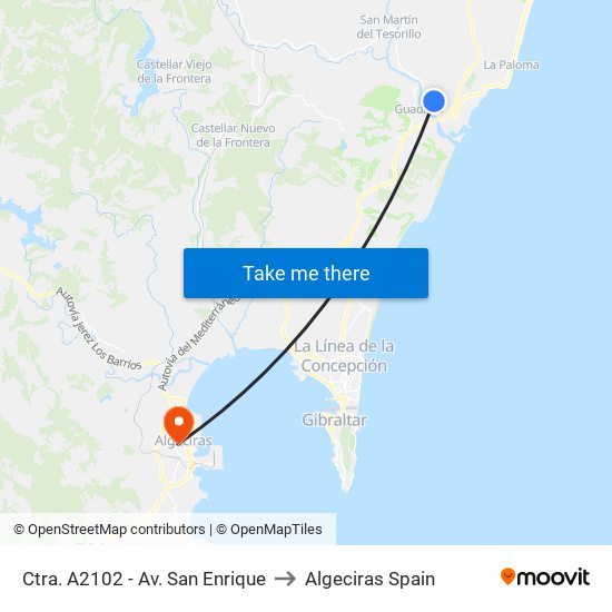 Ctra. A2102 - Av. San Enrique to Algeciras Spain map