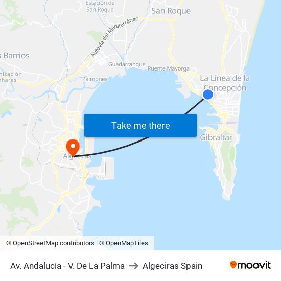 Av. Andalucía - V. De La Palma to Algeciras Spain map