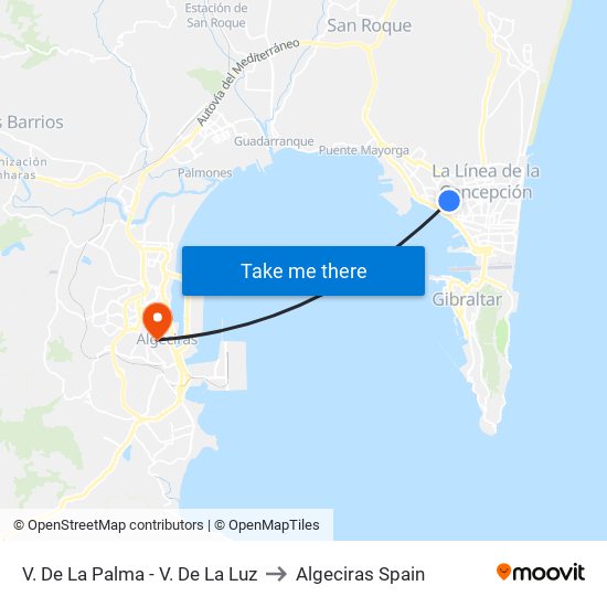 V. De La Palma - V. De La Luz to Algeciras Spain map