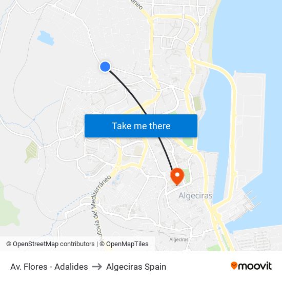 Av. Flores - Adalides to Algeciras Spain map