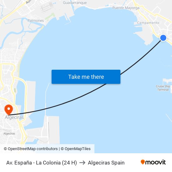 Av. España - La Colonia (24 H) to Algeciras Spain map