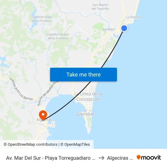 Av. Mar Del Sur - Playa Torreguadiaro / Las Torretas to Algeciras Spain map
