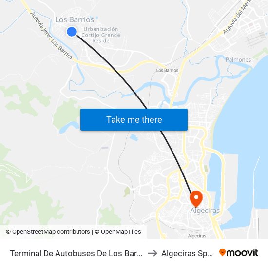 Terminal De Autobuses De Los Barrios to Algeciras Spain map