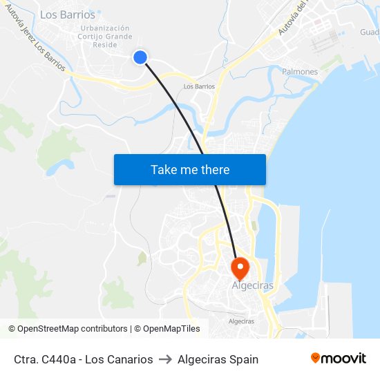 Ctra. C440a - Los Canarios to Algeciras Spain map