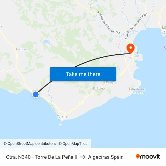 Ctra. N340 - Torre De La Peña II to Algeciras Spain map