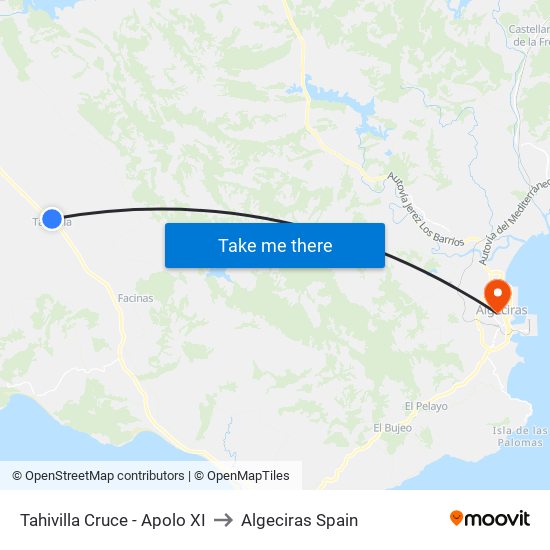 Tahivilla Cruce - Apolo XI to Algeciras Spain map