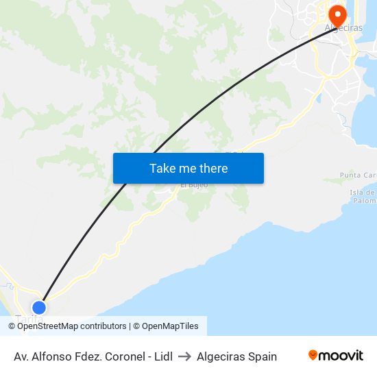 Av. Alfonso Fdez. Coronel - Lidl to Algeciras Spain map