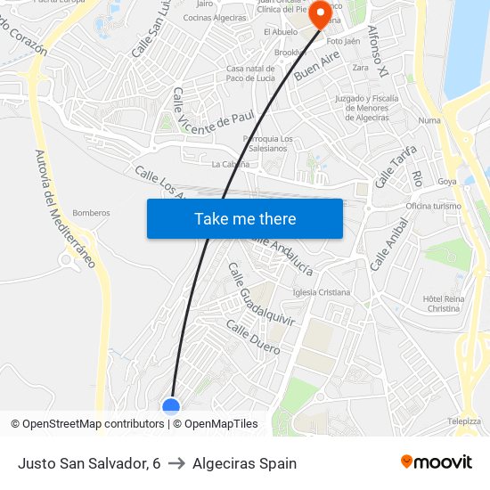 Justo San Salvador, 6 to Algeciras Spain map