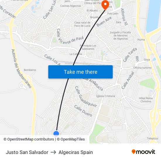 Justo San Salvador, 6 to Algeciras Spain map