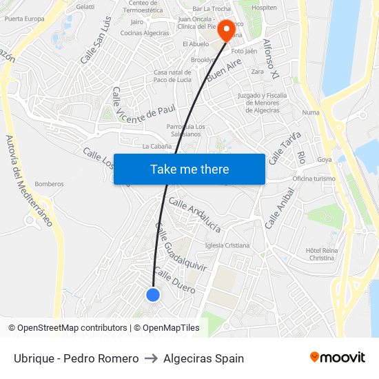 Ubrique - Pedro Romero to Algeciras Spain map