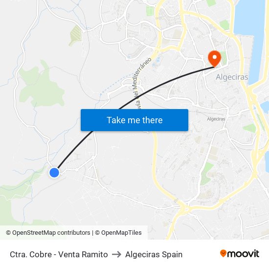 Ctra. Cobre - Venta Ramito to Algeciras Spain map