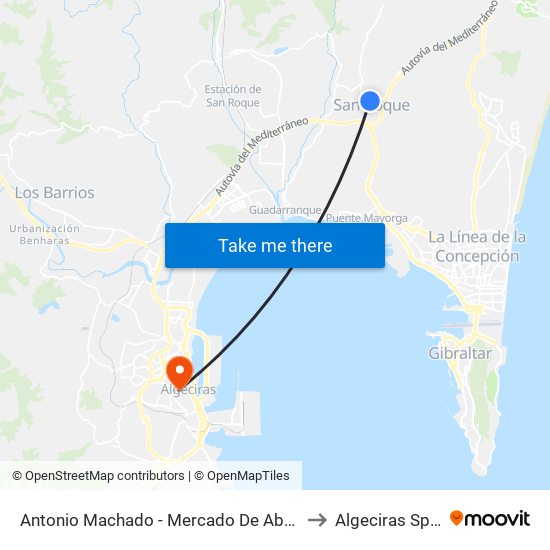 Antonio Machado - Mercado De Abastos to Algeciras Spain map