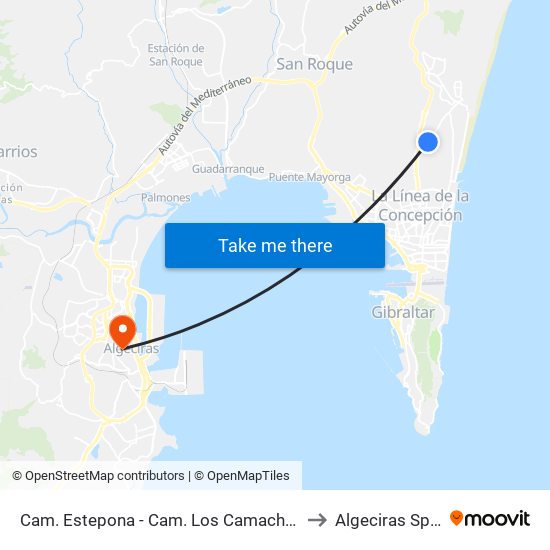 Cam. Estepona - Cam. Los Camachuelos to Algeciras Spain map