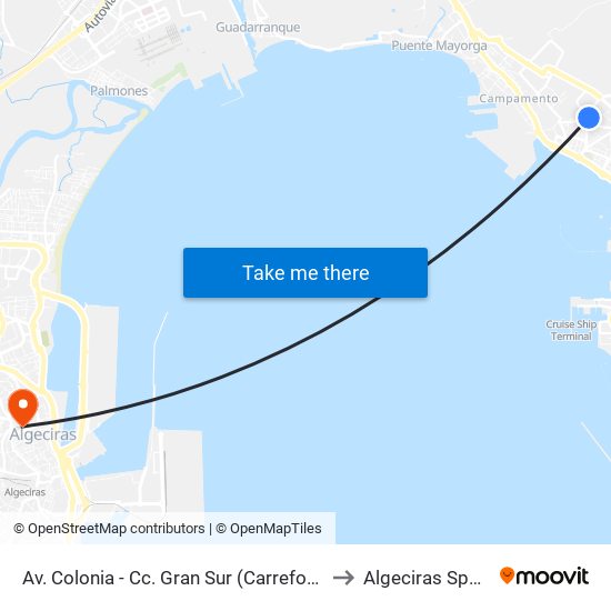 Av. Colonia - Cc. Gran Sur (Carrefour) to Algeciras Spain map