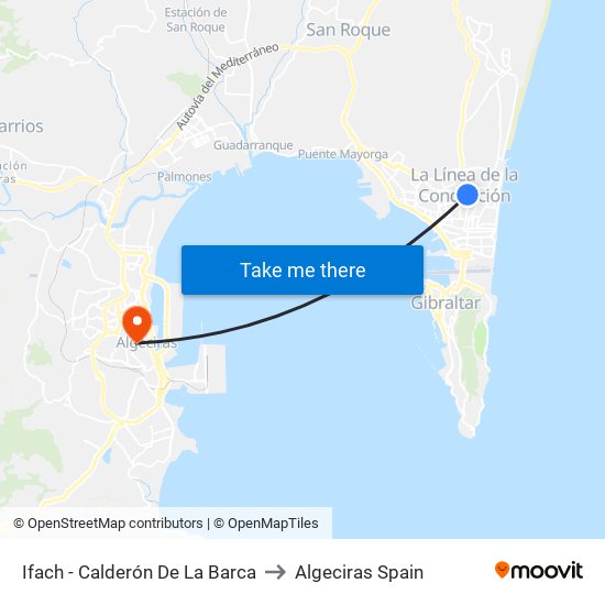 Ifach - Calderón De La Barca to Algeciras Spain map
