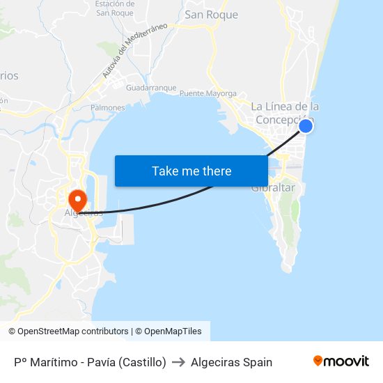 Pº Marítimo - Pavía (Castillo) to Algeciras Spain map