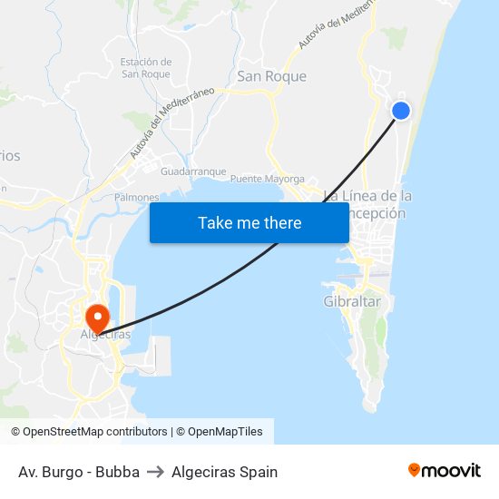 Av. Burgo - Bubba to Algeciras Spain map