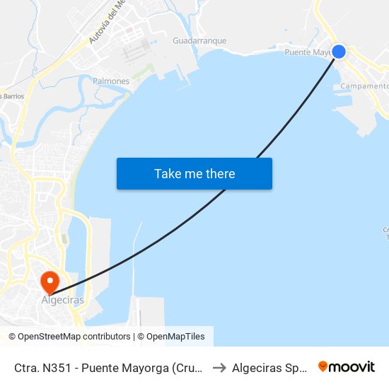 Ctra. N351 - Puente Mayorga (Cruce) to Algeciras Spain map