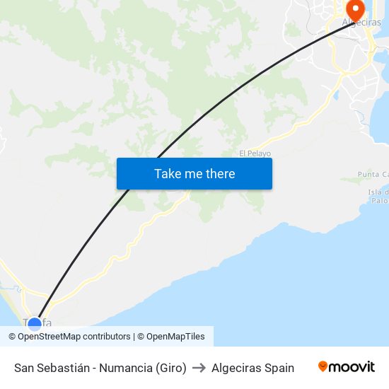 San Sebastián - Numancia (Giro) to Algeciras Spain map