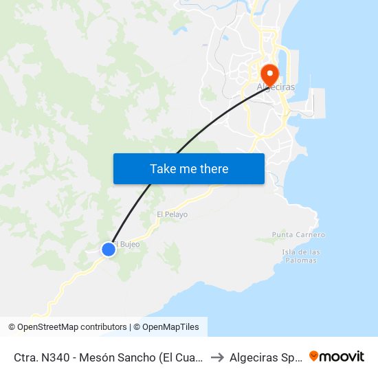 Ctra. N340 - Mesón Sancho (El Cuartón) to Algeciras Spain map