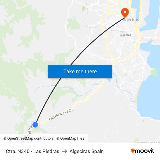 Ctra. N340 - Las Piedras to Algeciras Spain map