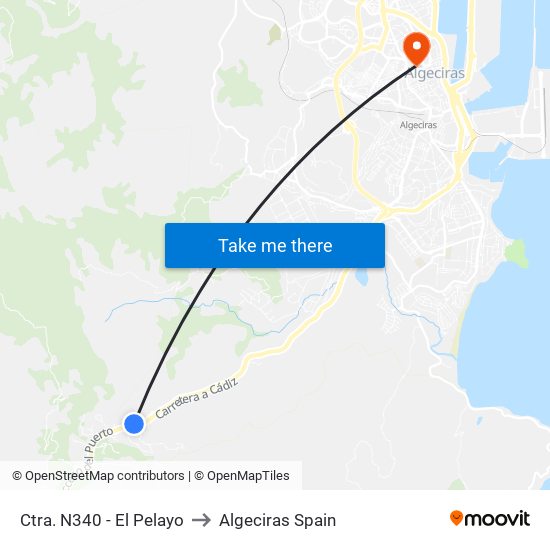 Ctra. N340 - El Pelayo to Algeciras Spain map