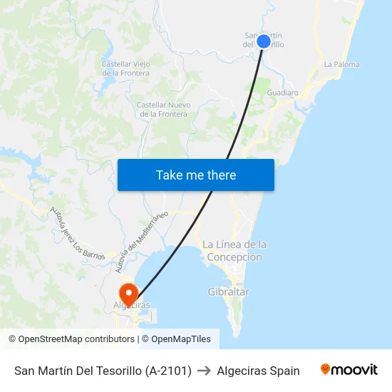 San Martín Del Tesorillo (A-2101) to Algeciras Spain map