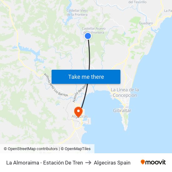 La Almoraima - Estación De Tren to Algeciras Spain map