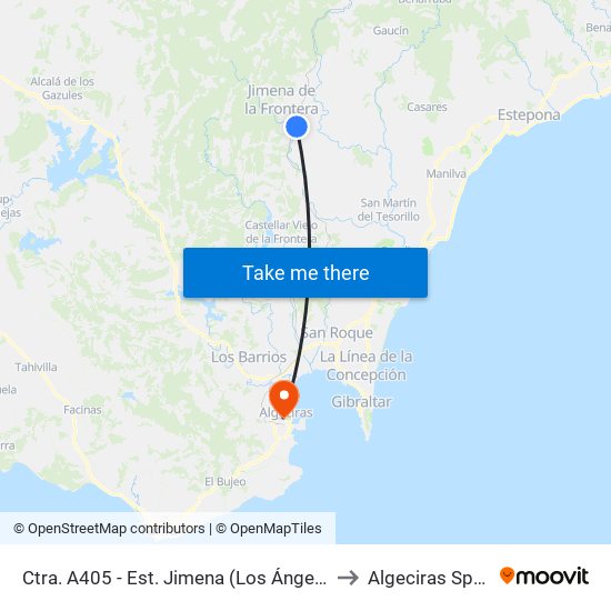 Ctra. A405 - Est. Jimena (Los Ángeles) to Algeciras Spain map