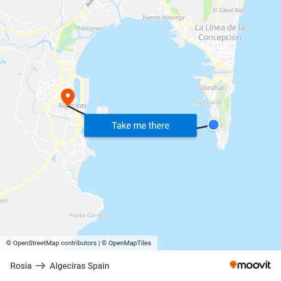 Rosia to Algeciras Spain map