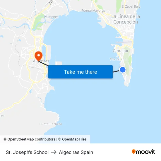 St. Joseph's School to Algeciras Spain map