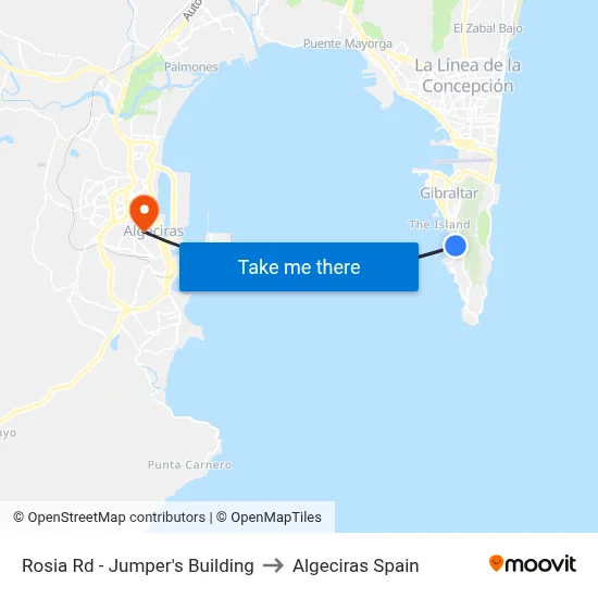 Rosia Rd - Jumper's Building to Algeciras Spain map