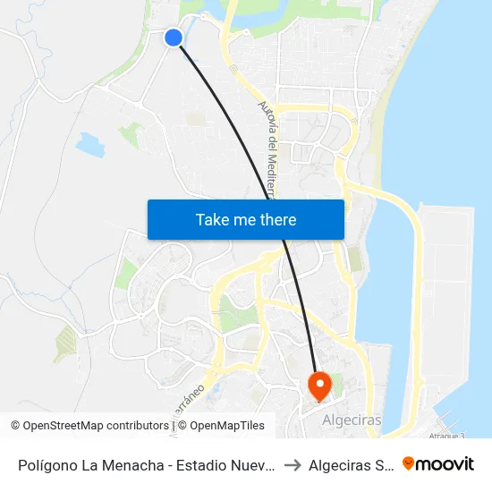 Polígono La Menacha - Estadio Nuevo Mirador to Algeciras Spain map
