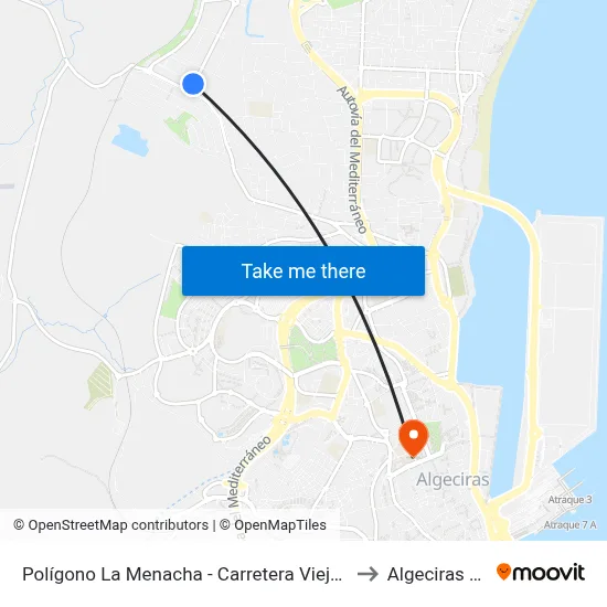Polígono La Menacha - Carretera Vieja Los Barrios to Algeciras Spain map