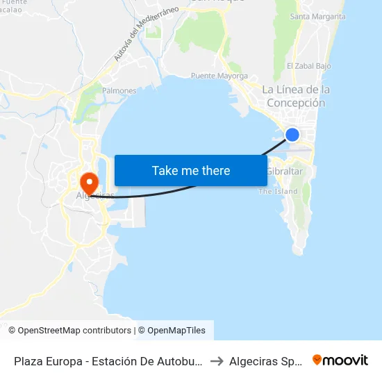 Plaza Europa - Estación De Autobuses to Algeciras Spain map