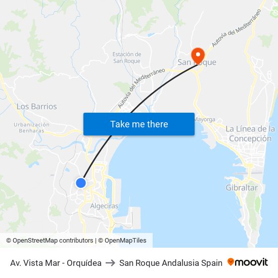 Av. Vista Mar - Orquídea to San Roque Andalusia Spain map