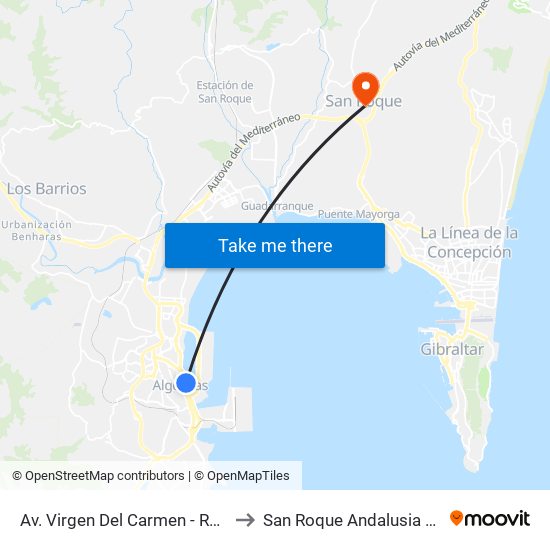 Av. Virgen Del Carmen - Rotabel to San Roque Andalusia Spain map