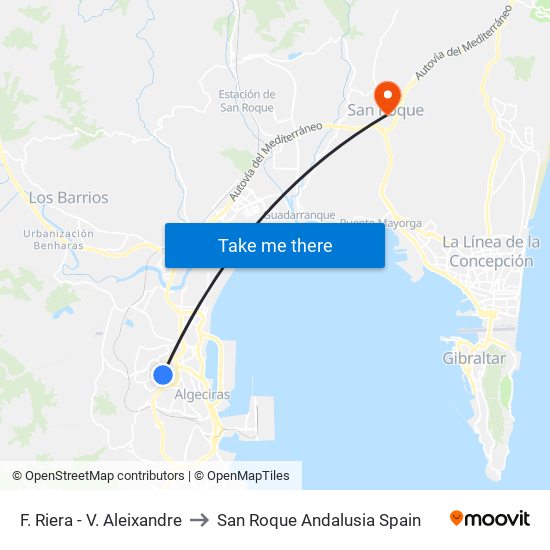 F. Riera - V. Aleixandre to San Roque Andalusia Spain map