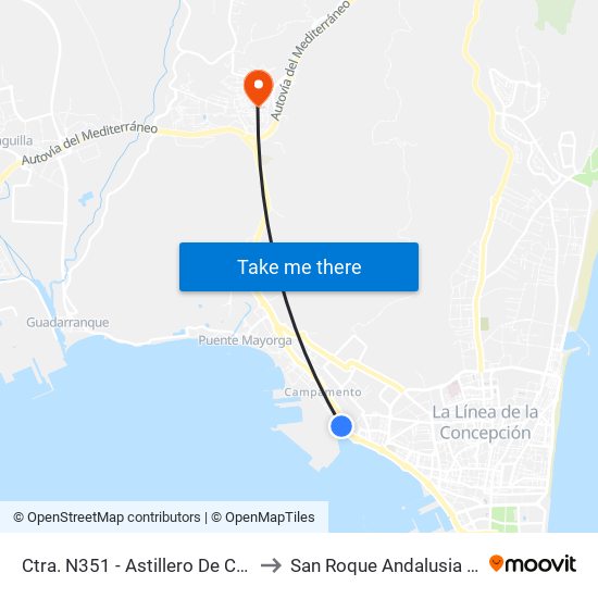 Ctra. N351 - Astillero De Crinavis to San Roque Andalusia Spain map