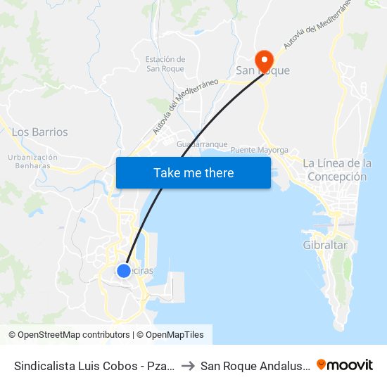 Sindicalista Luis Cobos - Pza. Andalucía to San Roque Andalusia Spain map
