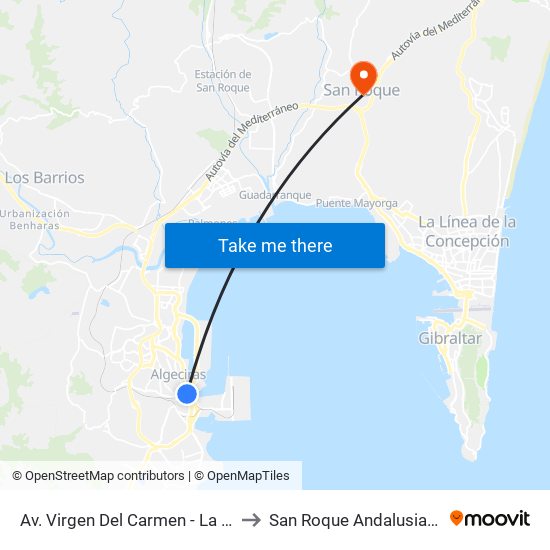 Av. Virgen Del Carmen - La Marina to San Roque Andalusia Spain map