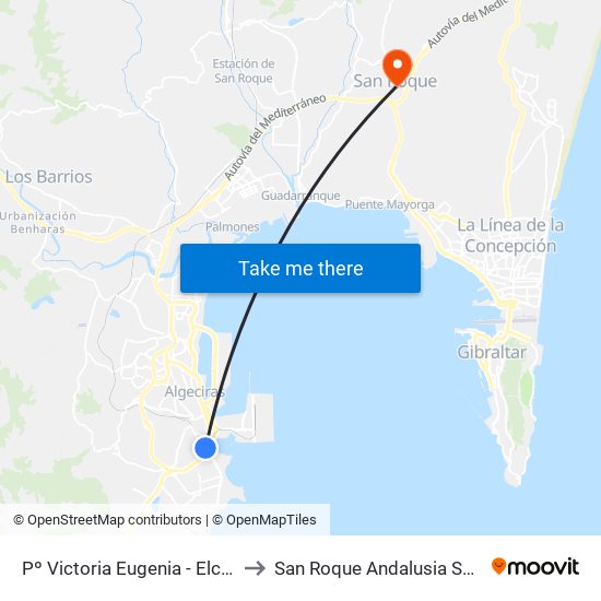 Pº Victoria Eugenia - Elcano to San Roque Andalusia Spain map
